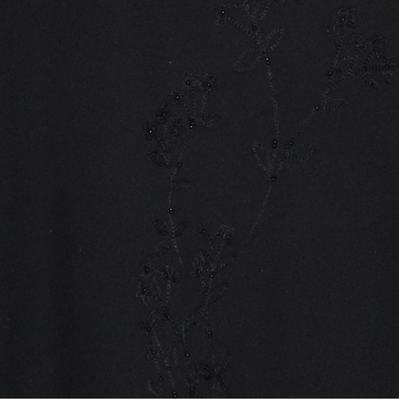 Simple classic 90s short sleeve black mini midi dress beading details size 12 - Picture 3 of 7